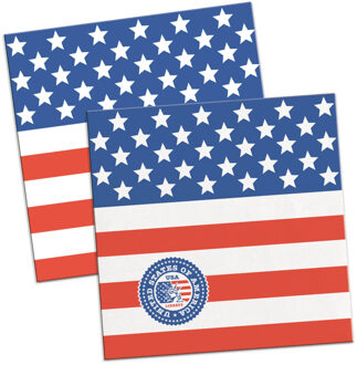 Amerikaanse vlag/USA landen thema servetten - 25 x 25 cm - 80x stuks - papier