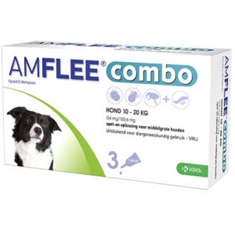 Amflee Combo Spot-On 134 mg hond M 10 - 20 kg 2 x 3 pipetten