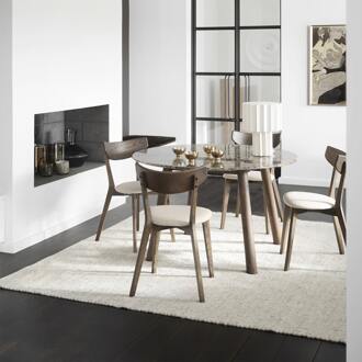 Ami eikenhouten eetkamerstoel donker eiken - met beige zitkussen Bruin