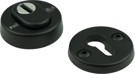 Ami Veiligheidsbeslag Rozet Rond 15 Mm Kt Zwart 9005 Str Deurdikte 38-42 Mm. - 739705