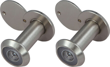 amig 2x amig deurspion - messing - mat zilver - 160? zicht - voor deuren 35-60 mm