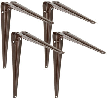 amig 4x amig plankdrager- planksteun - van metaal - gelakt bruin - h300 x b250 mm