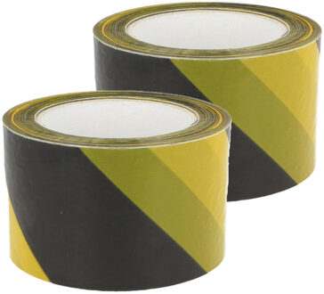amig Afzetlint - 2x - geel/zwart - 70 mm x 200 m - polyethyleen - markeerlint- afzettape