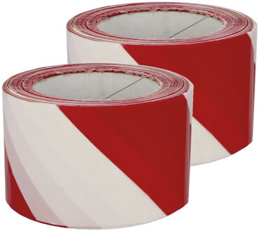 amig Afzetlint - 2x - rood/wit - 70 mm x 200 m - polyethyleen - markeerlint - afzettape