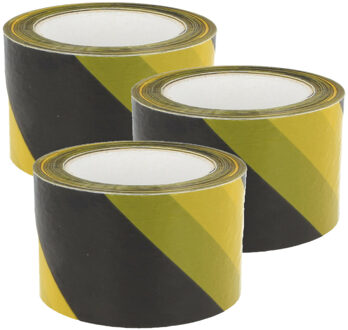 amig Afzetlint - 3x - geel/zwart - 70 mm x 200 m - polyethyleen - markeerlint- afzettape