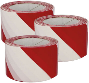 amig Afzetlint - 3x - rood/wit - 70 mm x 200 m - polyethyleen - markeerlint - afzettape