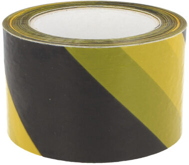 amig Afzetlint - geel/zwart - 70 mm x 200 m - polyethyleen - markeerlint- afzettape