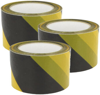amig Afzettape- 3x - geel/zwart - 50 mm x 30 m - pvc - markeertape