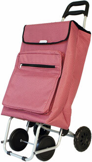 amig Boodschappentrolley vierkant - rood/wit - 48 liter - aluminium frame - met vriesvak