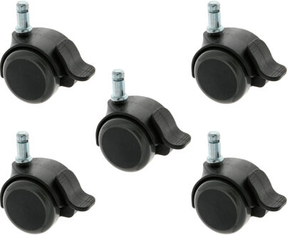 amig bureaustoel PU wieltjes met rem - 5x - D50mm - pin D11mm - zwenkwielen - standaard formaat