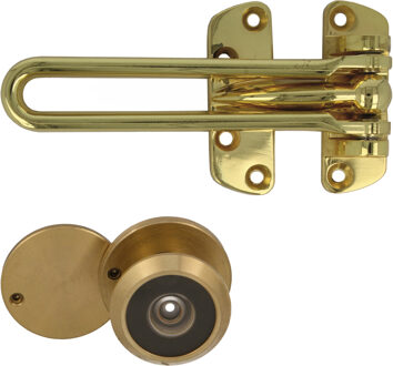 amig deurbeveiliging set - kierstandhouder met deurspion - messing - deurdikte 15 tot 25mm