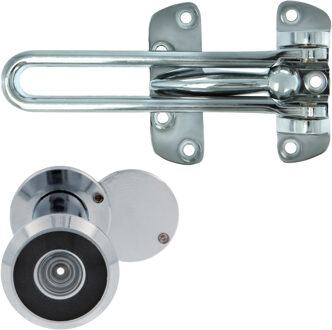 amig deurbeveiliging set - kierstandhouder met deurspion - verchroomd - deurdikte 60 tot 85mm