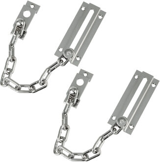 amig deurketting - 2x - messing - zilver - 18 cm - incl schroeven - inbraakbeveiliging