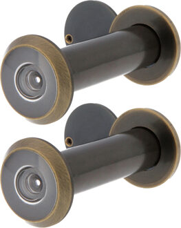amig deurspion/kijkgat - 2x - antiek messing - deurdikte 60 tot 85mm - 160 graden kijkhoek - 16mm
