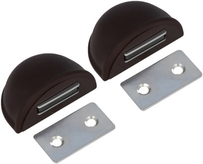 amig Deurstop/deurmagneet - 2x - D48mm - zelfklevend - bruin