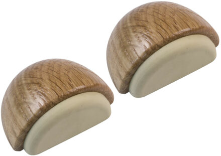 amig Deurstop/deurmagneet - 2x - D48mm - zelfklevend - eiken - hout
