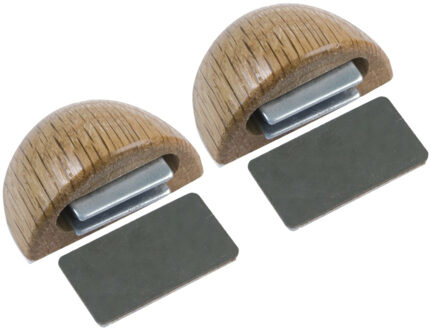 amig Deurstop/deurmagneet - 2x - D48mm - zelfklevend - eiken - kunststof