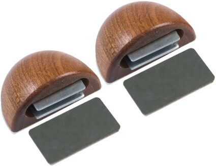 amig Deurstop/deurmagneet - 2x - D48mm - zelfklevend - mahonie - kunststof