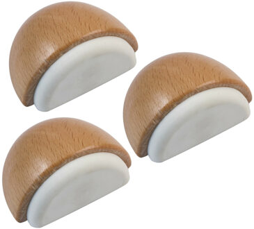 amig Deurstop/deurmagneet - 3x - D48mm - zelfklevend - beuken - hout