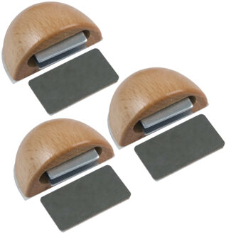 amig Deurstop/deurmagneet - 3x - D48mm - zelfklevend - beuken - kunststof