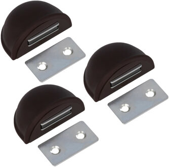 amig Deurstop/deurmagneet - 3x - D48mm - zelfklevend - bruin