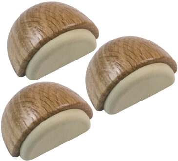 amig Deurstop/deurmagneet - 3x - D48mm - zelfklevend - eiken - hout