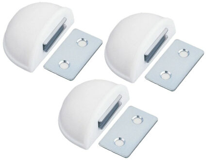 amig Deurstop/deurmagneet - 3x - D48mm - zelfklevend - wit
