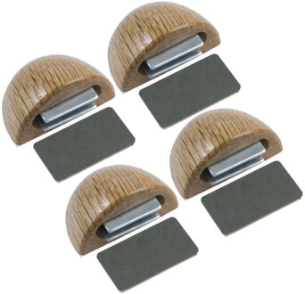 amig Deurstop/deurmagneet - 4x - D48mm - zelfklevend - eiken - kunststof