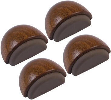 amig Deurstop/deurmagneet - 4x - D48mm - zelfklevend - mahonie - hout
