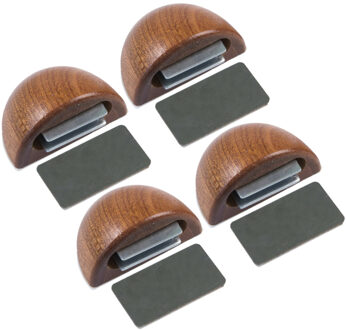 amig Deurstop/deurmagneet - 4x - D48mm - zelfklevend - mahonie - kunststof