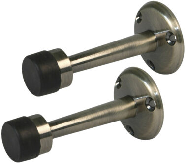 amig Deurstopper/deurbuffer - 2x - 75mm - muurbevestiging - antiek messing