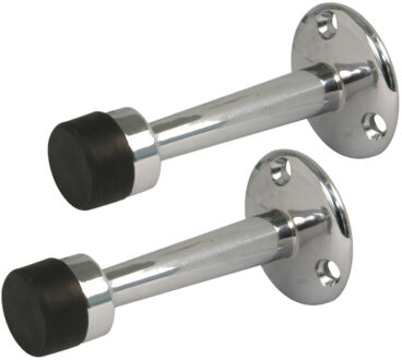amig Deurstopper/deurbuffer - 2x - 75mm - muurbevestiging - verchroomd messing