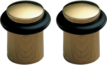 amig Deurstopper/deurbuffer - 2x - D20mm - inclusief schroeven - goud  - Deurstoppers Goudkleurig