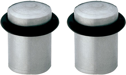 amig Deurstopper/deurbuffer - 2x - D20mm - inclusief schroeven - mat rvs  - Deurstoppers Zilverkleurig