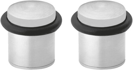 amig Deurstopper/deurbuffer - 2x - D25mm - inclusief schroeven - mat rvs  - Deurstoppers Zilverkleurig