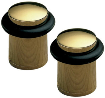 amig Deurstopper/deurbuffer - 2x - D28mm - inclusief schroeven - goud