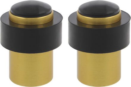 amig Deurstopper/deurbuffer - 2x - D30mm - inclusief schroeven - goud  - Deurstoppers Goudkleurig