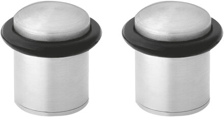 amig Deurstopper/deurbuffer - 2x - D30mm - inclusief schroeven - mat rvs  - Deurstoppers Zilverkleurig