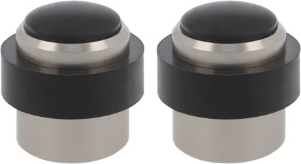 amig Deurstopper/deurbuffer - 2x - D30mm - inclusief schroeven - mat zilver