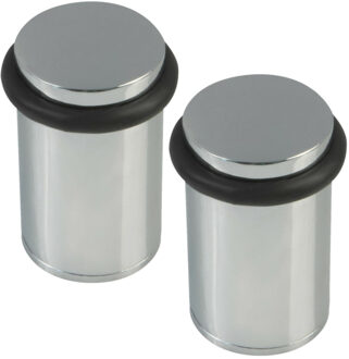 amig Deurstopper/deurbuffer - 2x - D32mm - inclusief schroeven - verchroomd