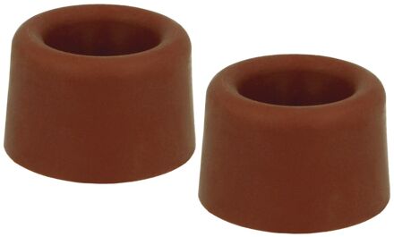 amig Deurstopper/deurbuffer - 2x - D40mm - inclusief schroeven - rubber - bruin - Deurstoppers