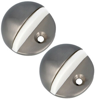 amig Deurstopper/deurbuffer - 2x - D45mm - inclusief schroeven - geborsteld nikkel