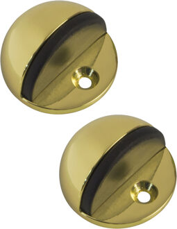 amig Deurstopper/deurbuffer - 2x - D45mm - inclusief schroeven - goud  - Deurstoppers Goudkleurig