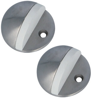 amig Deurstopper/deurbuffer - 2x - D45mm - inclusief schroeven - mat rvs