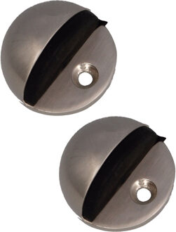 amig Deurstopper/deurbuffer - 2x - D45mm - inclusief schroeven - mat zilver