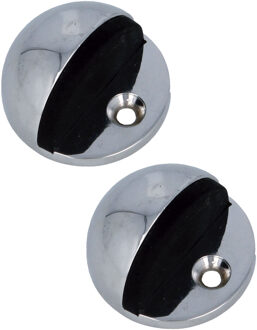 amig Deurstopper/deurbuffer - 2x - D45mm - inclusief schroeven - verchroomd