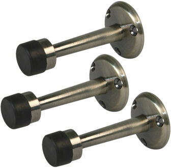 amig Deurstopper/deurbuffer - 3x - 75mm - muurbevestiging - antiek messing