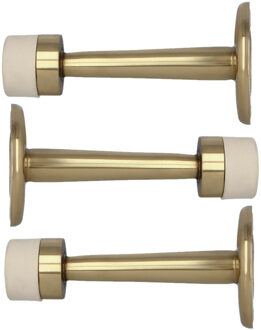 amig Deurstopper/deurbuffer - 3x - 75mm - muurbevestiging - gepolijst messing
