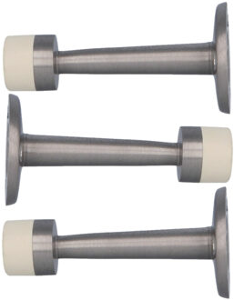amig Deurstopper/deurbuffer - 3x - 75mm - muurbevestiging - satijn messing
