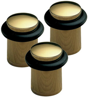amig Deurstopper/deurbuffer - 3x - D28mm - inclusief schroeven - goud